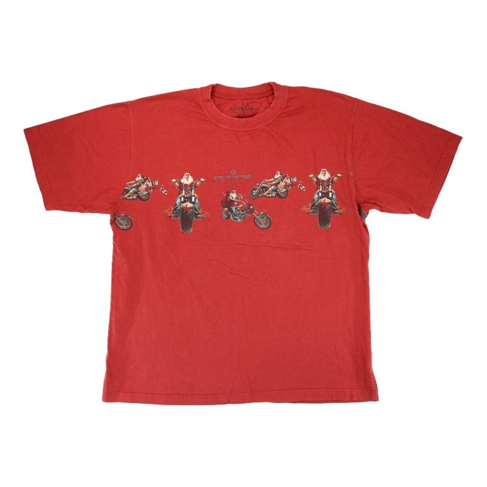 Santa Motorcycle Choppers T-Shirt Men's Sz L North Pole‎ North River Outfitters